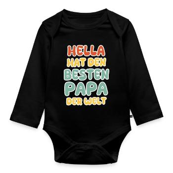 Spruch Hella - Baby Bio-Langarm-Body - Schwarz - Vorne