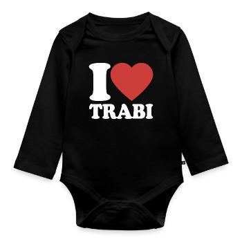 I Love Trabi Heart Retro Design - Organic Longsleeve Baby Bodysuit - black - Front