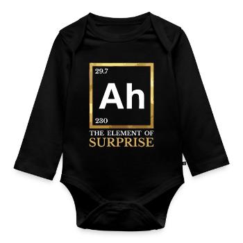 Ah - L'Élément de la Surprise - Humour Chimie - Body Bébé bio manches longues - noir - Devant