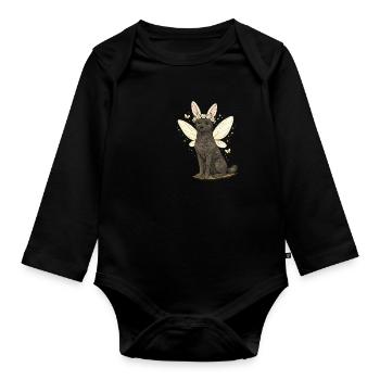 Cloud Wings Fairy Dog with Flower Crown Aleu Kelpie - Organic Longsleeve Baby Bodysuit - black - Front