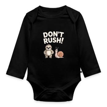 Sloth and Snail Don't rush - Organic Longsleeve Baby Bodysuit - black - Front