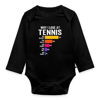 Pourquoi je perds au tennis - Body Bébé bio manches longues - noir - Devant