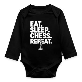 Eat. Sleep. Chess. Repeat. - Organic Longsleeve Baby Bodysuit - black - Front