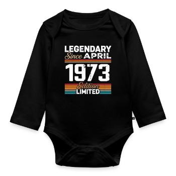 Cadeau Anniversaire Avril 1973 Rétro Avril 1973 - Body Bébé bio manches longues - noir - Devant