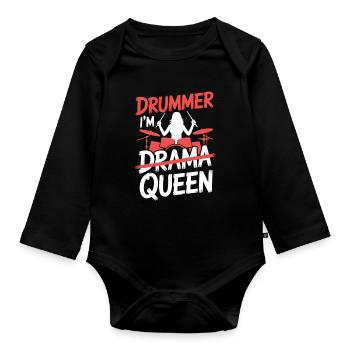 Je suis la Drummer Queen Drum Set Drum Drôle Drummer Girl - Body Bébé bio manches longues - noir - Devant