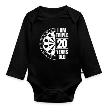 Ich bin dreimal 20 Jahre alt - Baby Bio-Langarm-Body - Schwarz - Vorne