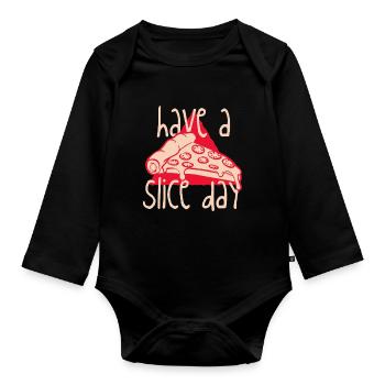 Hab einen Slice Day - Baby Bio-Langarm-Body - Schwarz - Vorne