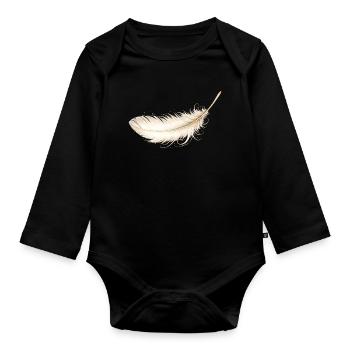 Delicate Goose Feather Elegant Vintage Design - Organic Longsleeve Baby Bodysuit - black - Front