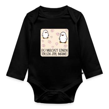Muttertag Mama Job Kind - Baby Bio-Langarm-Body - Schwarz - Vorne