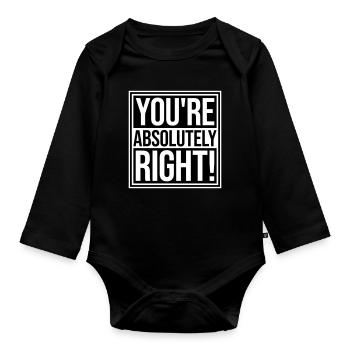 You're Absolutely Right Lustig Sarkastisch KI Logo - Baby Bio-Langarm-Body - Schwarz - Vorne