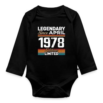 Cadeau Anniversaire Avril 1978 Rétro Avril 1978 - Body Bébé bio manches longues - noir - Devant
