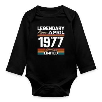 Cadeau Anniversaire Avril 1977 Rétro Avril 1977 - Body Bébé bio manches longues - noir - Devant