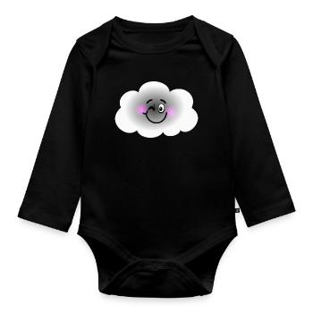 Happy Cloud - Organic Longsleeve Baby Bodysuit - black - Front