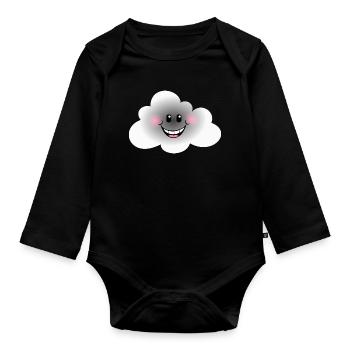 Happy Cloud - Organic Longsleeve Baby Bodysuit - black - Front