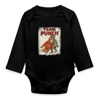 Team Punch Baby Monkey Punch - Organic Longsleeve Baby Bodysuit - black - Front