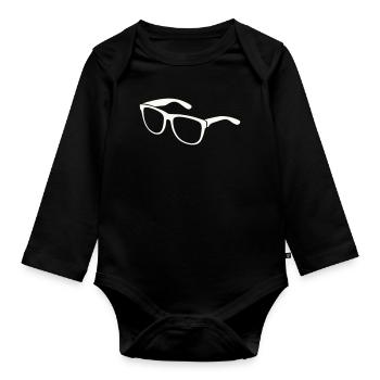 Sunglasses Silhouette Minimal Print - Organic Longsleeve Baby Bodysuit - black - Front