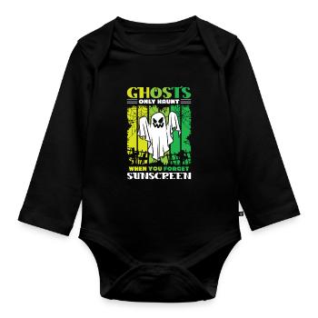 Dicton anglais d’Halloween de Chasseur de Fantômes - Body Bébé bio manches longues - noir - Devant