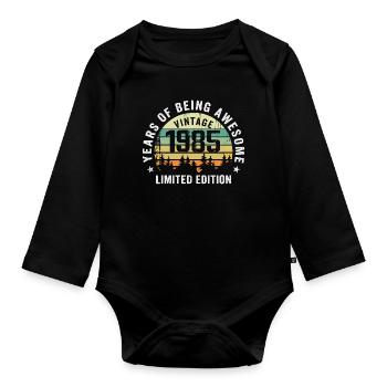 Legendary since 1985, Vintage Edition 1985 Retro - Organic Longsleeve Baby Bodysuit - black - Front