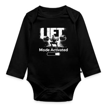 Mode Levée Chemise activée Entraînement de fitness Salle de sport - Body Bébé bio manches longues - noir - Devant