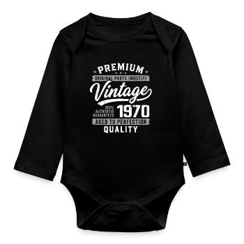 Vintage 1970 Retro 1970 Anniversaire 1970 - Body Bébé bio manches longues - noir - Devant