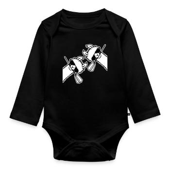 Zwei Coole Lamas Sonnenbrille Dartpfeil Maul Team - Baby Bio-Langarm-Body - Schwarz - Vorne