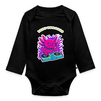 DJ Axlotl en colère - Design néon Drop the Bass - Body Bébé bio manches longues - noir - Devant