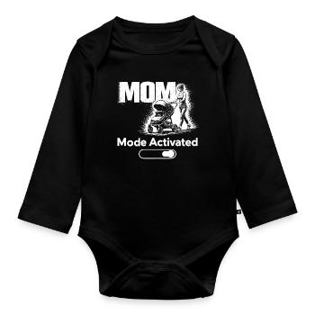 Mom Mode Activated Shirt New Mom Baby Stroller - Baby Bio-Langarm-Body - Schwarz - Vorne