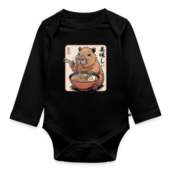 Ramen Capybara Delicacy - Organic Longsleeve Baby Bodysuit - black - Front