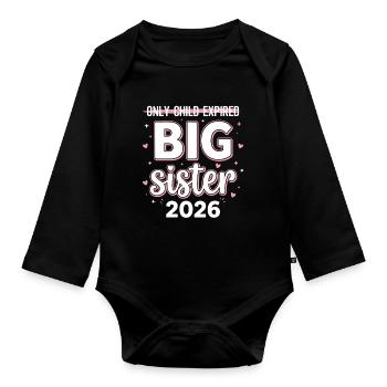Enfant unique décédé Grande Sœur 2026 - Body Bébé bio manches longues - noir - Devant