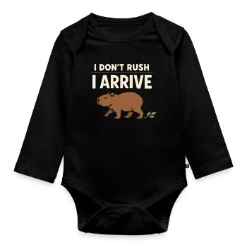 Un joli capybara anti-stress, sans stress, - Body Bébé bio manches longues - noir - Devant