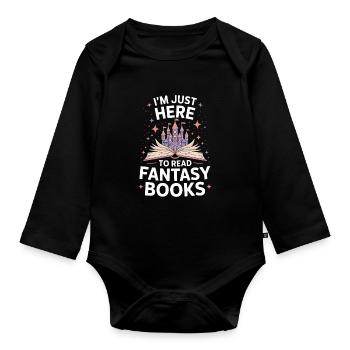 Ici seulement à cause des livres de fantasy - Body Bébé bio manches longues - noir - Devant