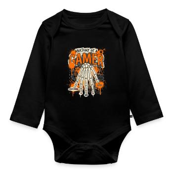 Anatomie eines Gamers - Baby Bio-Langarm-Body - Schwarz - Vorne