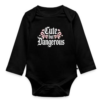 Süß Aber Gefährlich Cute Kawaii Aesthetic Katze - Organic Longsleeve Baby Bodysuit - black - Front