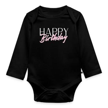 Bon anniversaire - Body Bébé bio manches longues - noir - Devant