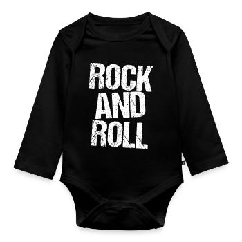 Rock'n'Roll Bold Typografie - Baby Bio-Langarm-Body - Schwarz - Vorne
