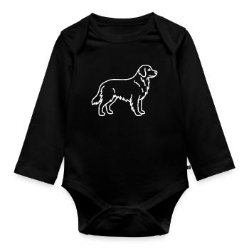 Golden Retriever White - Organic Longsleeve Baby Bodysuit - black - Front