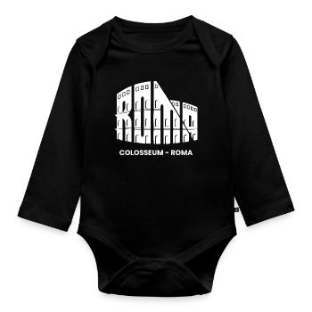 Roma Italy Rome Colosseum Italian Tour Tourists - Organic Longsleeve Baby Bodysuit - black - Front