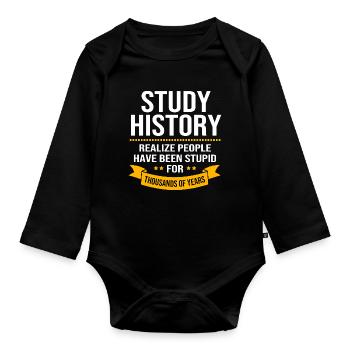 Histoire de l’historien historique - Body Bébé bio manches longues - noir - Devant