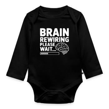 Brain Rewiring Please Wait... - Organic Longsleeve Baby Bodysuit - black - Front