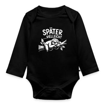 Später Vielleicht Sloth - Baby Bio-Langarm-Body - Schwarz - Vorne
