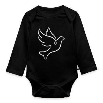 Colombe de l’art de la ligne de la paix - Body Bébé bio manches longues - noir - Devant