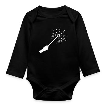Baguette magique stellaire - Body Bébé bio manches longues - noir - Devant
