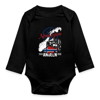 Norwegen Angeln Tour 2026 - Angler Geschenk - Baby Bio-Langarm-Body - Schwarz - Vorne