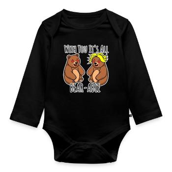 The bears love each other! It's all Bear-able! - Organic Longsleeve Baby Bodysuit - black - Front