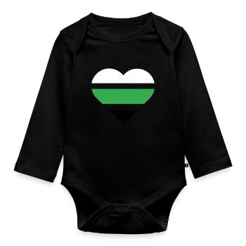 Drapeau de la fierté Cœur · Neutrois - Body Bébé bio manches longues - noir - Devant