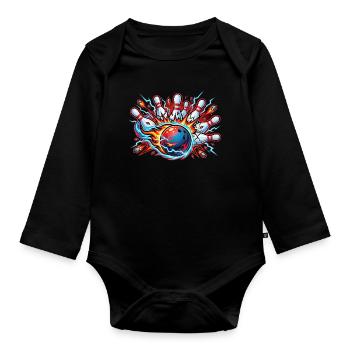 Bowling - Organic Longsleeve Baby Bodysuit - black - Front