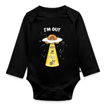 UFO Beam Dogs Galactic Crew - Body Bébé bio manches longues - noir - Devant