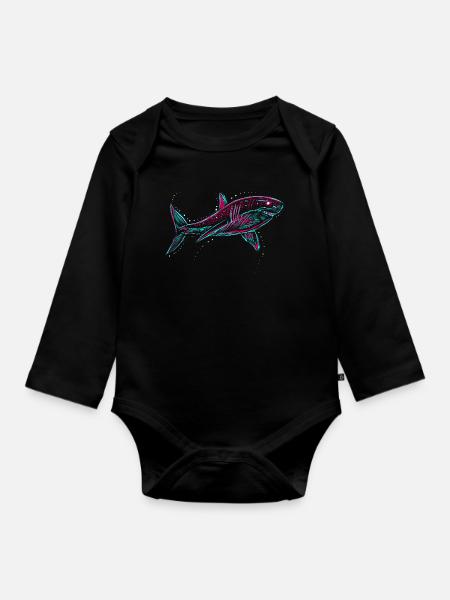 Neo Shark - Baby Bio-Langarm-Body - Schwarz