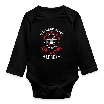 Keine Angst vor Tod – Leben Extrem / Gamer Spruch - Baby Bio-Langarm-Body - Schwarz - Vorne