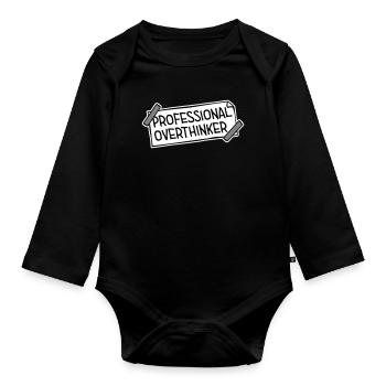 Professional Overthinker Lustig Grübeln Angst Logo - Baby Bio-Langarm-Body - Schwarz - Vorne